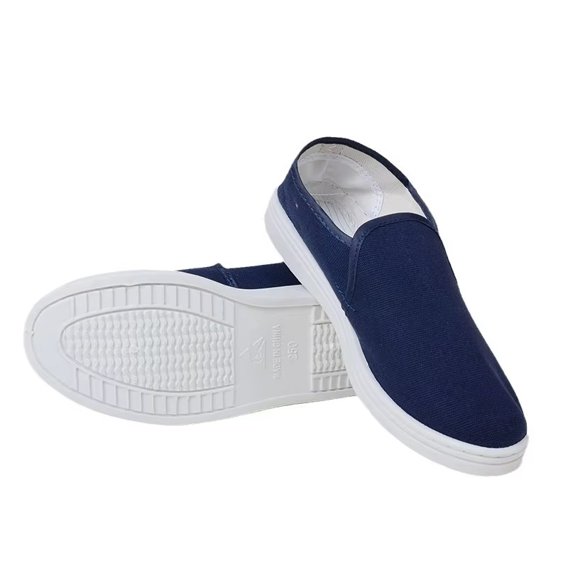 ESD防静电工作鞋PVC帆布鞋面鞋硬质鞋底蓝色鞋无孔防尘鞋