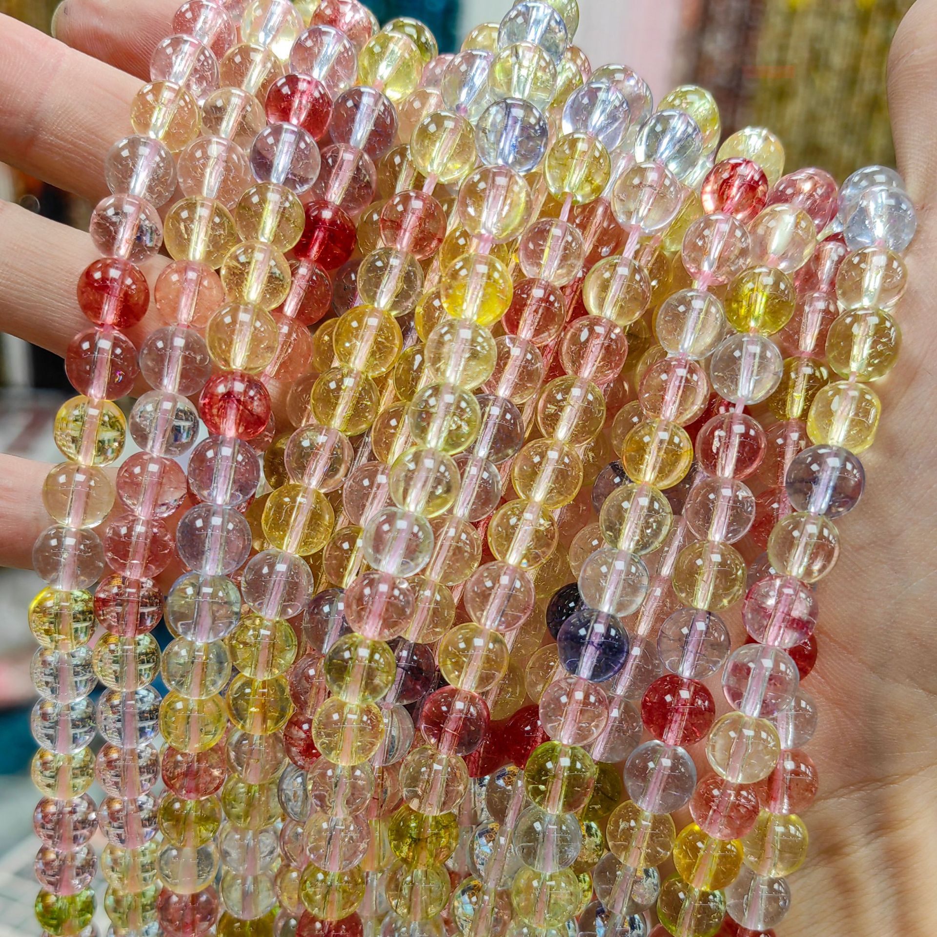 Vidrio de alta imitación cristal fantasma multicolor cuentas dispersas semiacabadas accesorios de joyería DIY cuentas hechas a mano al por mayor