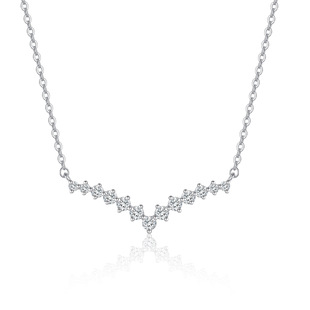 Light and Luxurious 18K Gold Inlaid Cultured Diamond Necklace Real Diamond V-Shaped Au750K Gold Platinum Clavicle Chain
