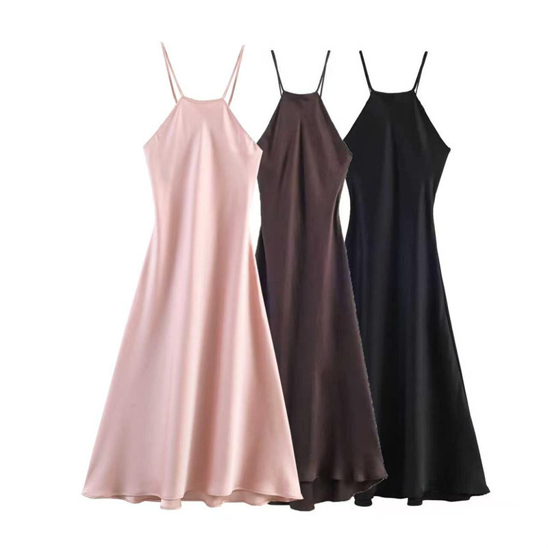 Foreign Trade 2026 Spring New European and American Style Women's Fashion Sexy Satin Texture Dress 2111987 Foreign Trade 2026 Spring New European and American Style Women's Fashion Sexy Satin Texture Dress 2111987