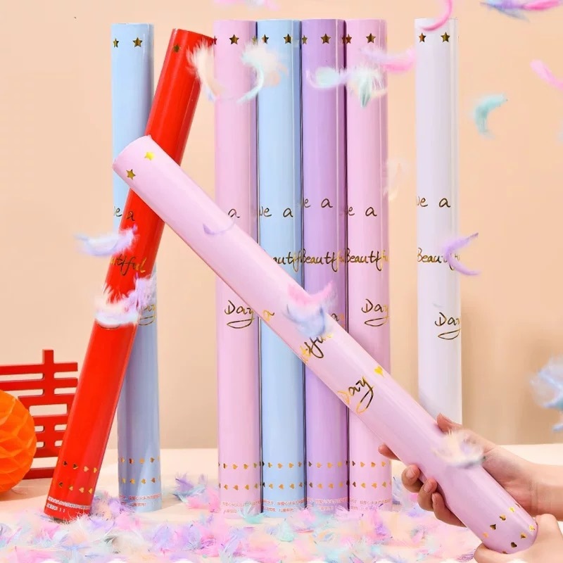 羽毛礼花筒生日礼炮婚礼氛围婚庆求婚手持礼花筒喷花聚会拍照道具|undefined