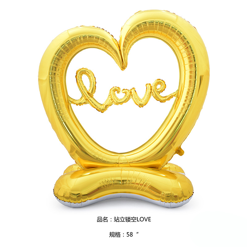 Día de San Valentín globo base 4D de pie amor globo oso Tema de dibujos animados diseño Gran Pollo corazón columna globo