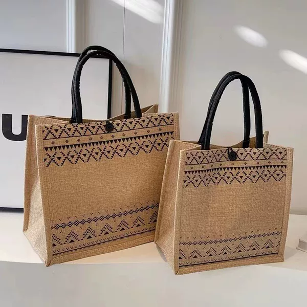 Spot Large Capacity Linen Women's Bag Fashion Linen Handbag Student Class Simple Shoulder Tote Bag