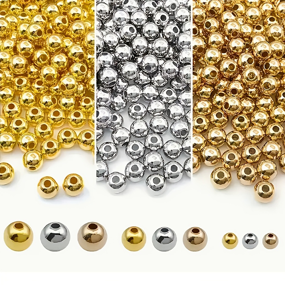 2025新款跨境4/6/8/10mm60040个金色银色合金光滑圆形跨境