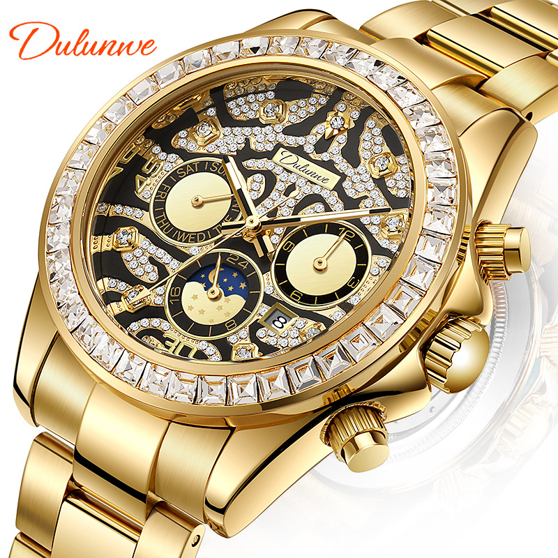 Durunwei Genuine Luxury Tiger Di Multifunctional Sun, Moon and Stars Calendar Waterproof Fully Automatic Mechanical Watch for Men