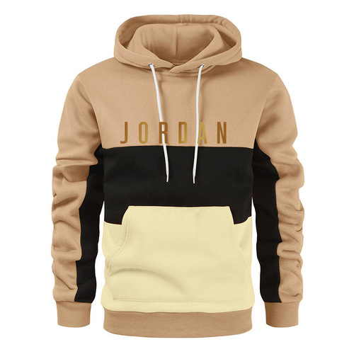 New Men's Plaid Hooded Sweatshirt Sweatshirt for Autumn/Winter Warmth Tri-Color Hooded Sweatshirt Sports Top Striped