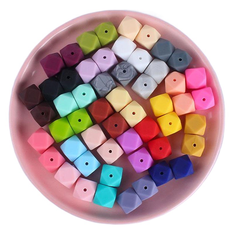 14mm cuentas de silicona octogonal molar juguetes suministros del bebé DIY teether pulsera collar cadena chupete accesorios la joyería