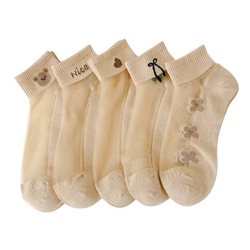 Tights, with little bears, flesh color