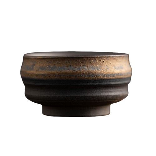 Rough pottery gilt tea cup ceramic Kung Fu tea set tea cup Pu'er single cup master cup personal cup handmade small tea bowl