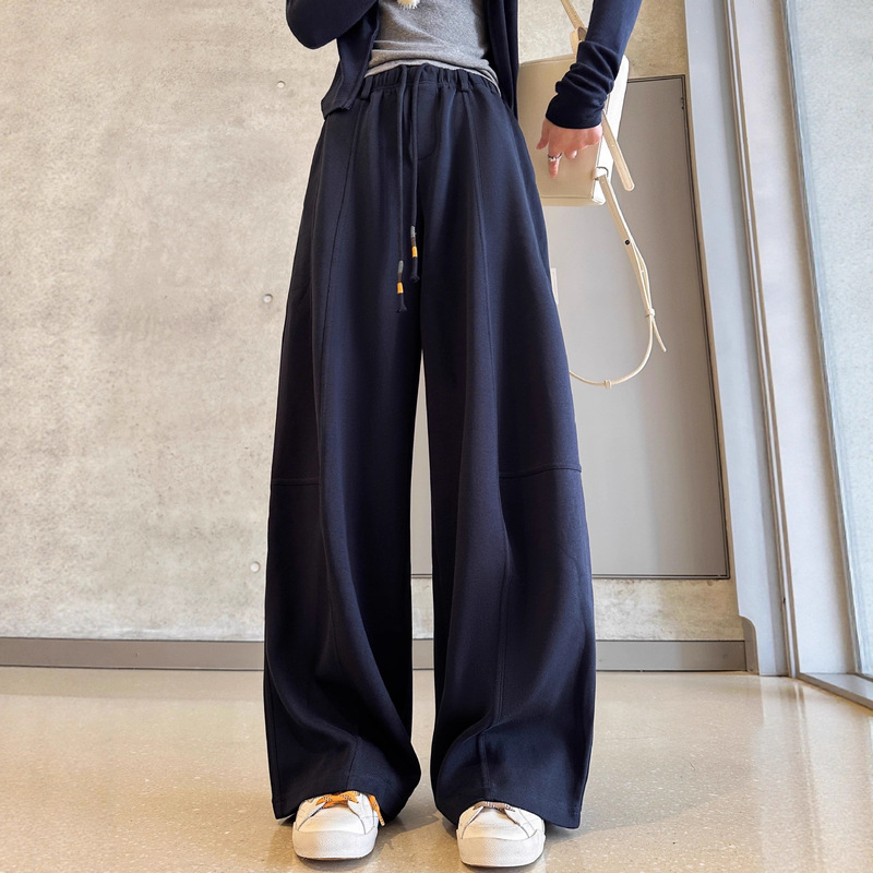 美式休闲弯刀裤女2025秋季新款高腰显瘦运动裤宽松直筒垂感阔腿裤|undefined