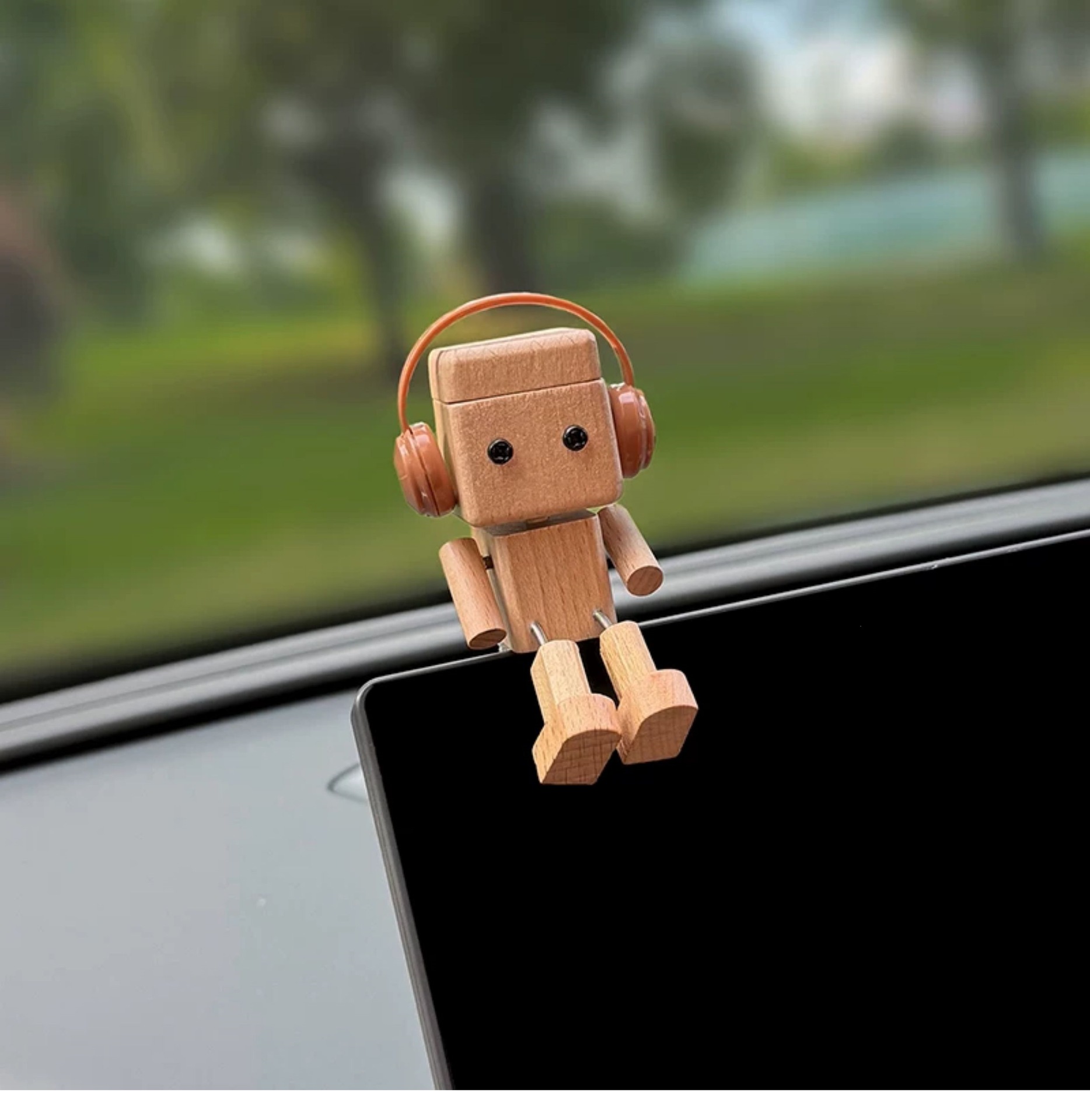 New model of leg-shaking wooden figurine, creative car accessory, cute car screen decoration, gift for women with shaking legs