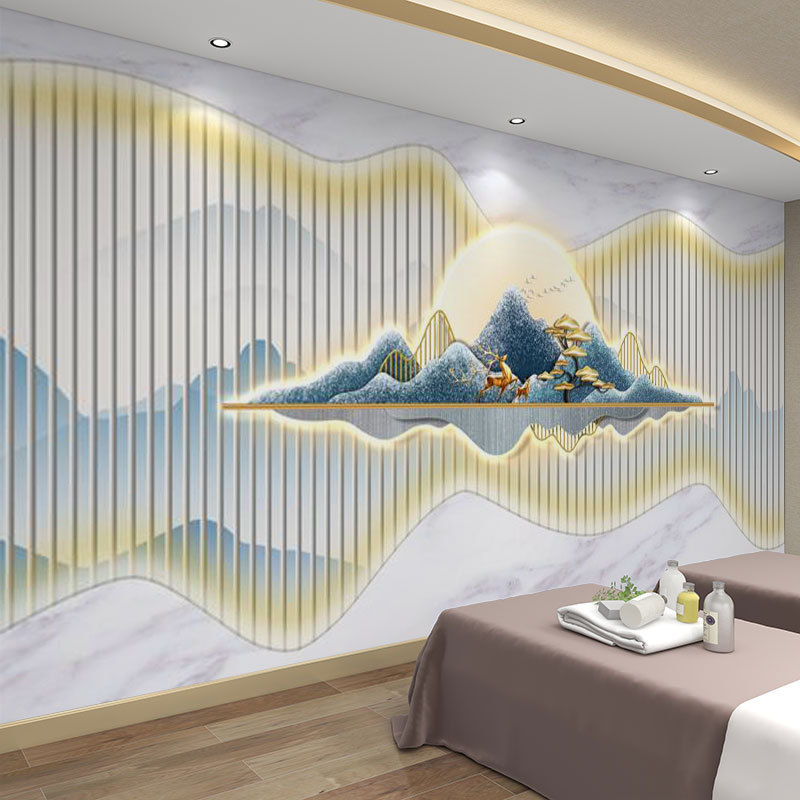 墙纸3d立体中式格栅墙布背景墙壁纸客厅装饰壁布店铺装修壁画|undefined