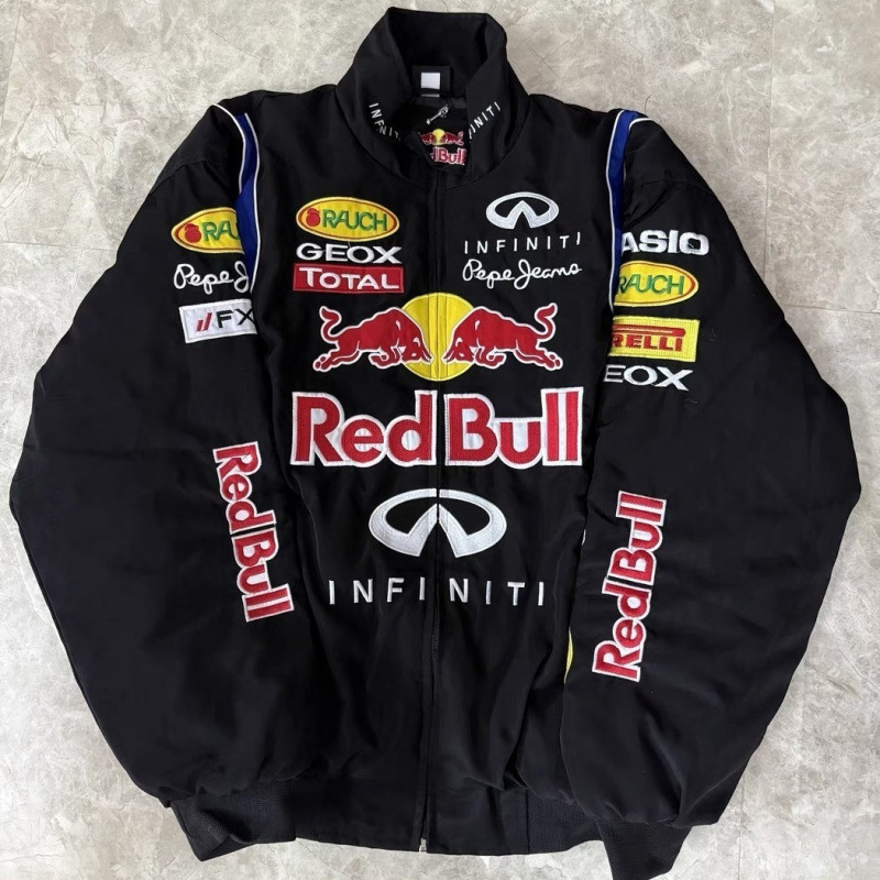 F1 Racing Suit Embroidered Jacket American Street Hip-Hop Ins Style European and American Motorcycle Cotton Jacket Biker Jacket F1 Racing Suit Embroidered Jacket American Street Hip-Hop Ins Style European and American Motorcycle Cotton Jacket Biker Jacket