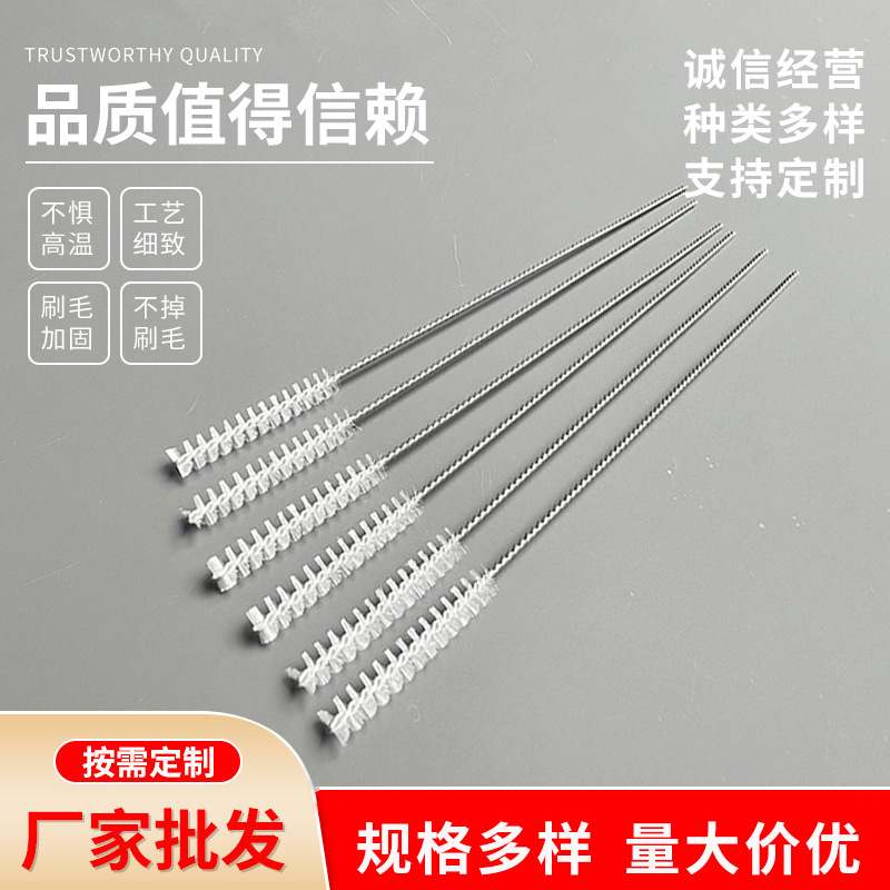 Silicone Glass Test Tube Cleaning Brush 304 Stainless Steel Nylon Straw Brush Kidsren's Bottle Cleaning Medical Brush