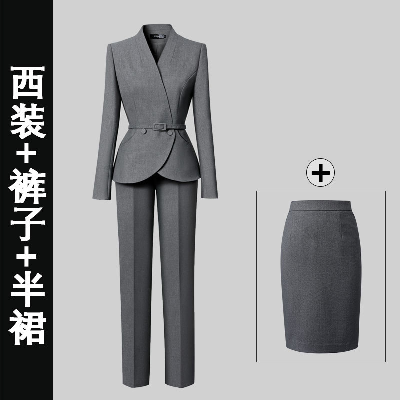 秋季西装套装女职业气质OL通勤酒店工装案场客服售楼部工作服高端|undefined