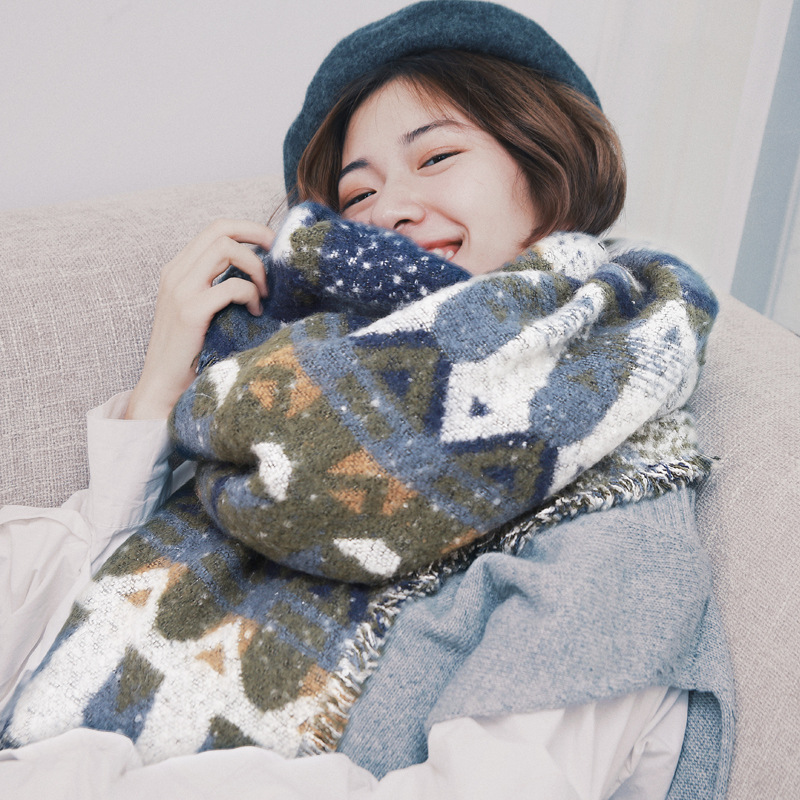 Design blue winter scarf