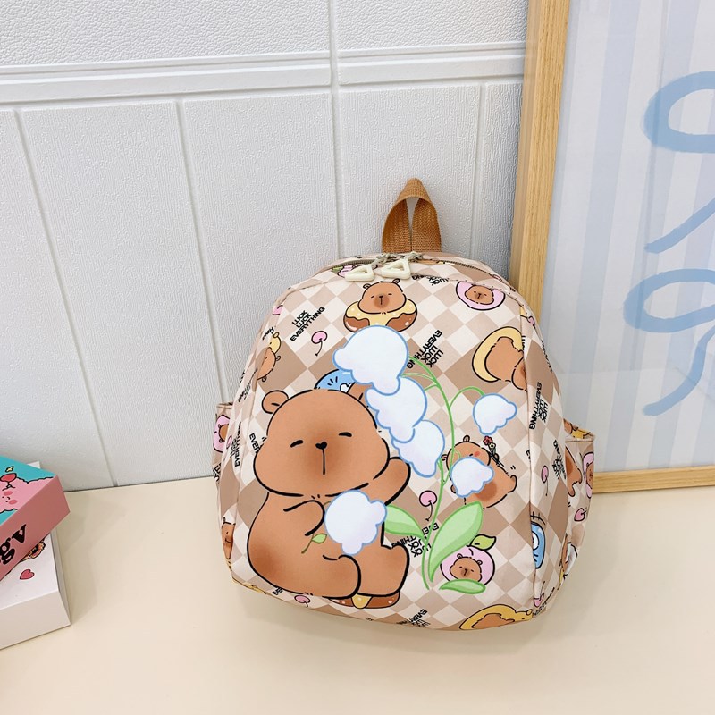 Mochila de dibujos animados para bebés lindos Mochila para niños y niñas con estampado Kapibala Mochila para niños y niñas