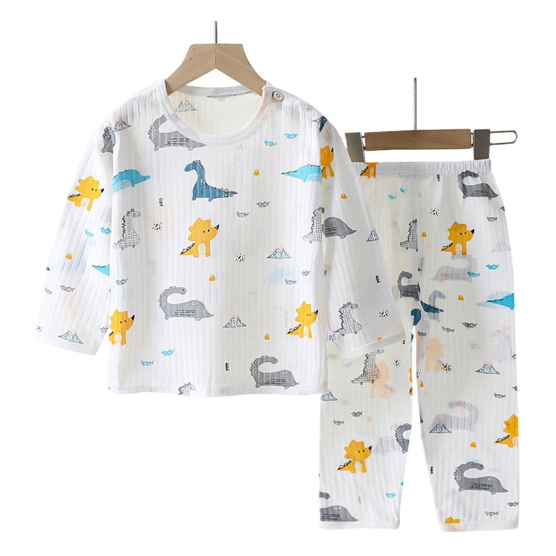 Los niños bebé pijamas traje puro algodón aire acondicionado ropa para niños y niñas clase una manga larga primavera y verano delgada homewear
