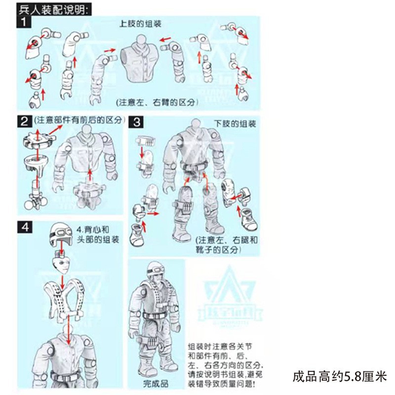 Xuanyu bloques de construcción conjunta completa muñeca móvil 218 ejército de EE. UU. 219 Ejército alemán 230 ejército británico 224 ejército soviético 333 ejército nacional