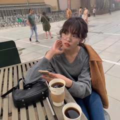 韩系100%羊毛衫女V领套头百搭羊绒毛衣针织衫插肩袖灰色打底上衣