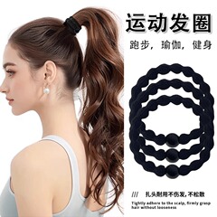 女性のスポーツやフィットネス用の高弾性ヘアゴム、ハイポニーテールヘアロープ、耐久性のあるゴムバンド、髪を傷つけない太いヘアロープ、ヘッドギア