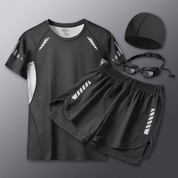 Set, swimwear, trousers, waterproof swimming cap, 4 piece set