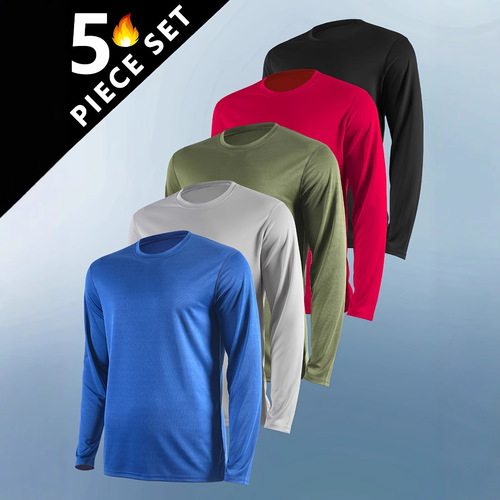 European and American Cross-border New Leisure Round Neck Long Sleeve Men's Sun Protection Quick-drying T-shirt Sports Running Leisure Spring and Autumn
