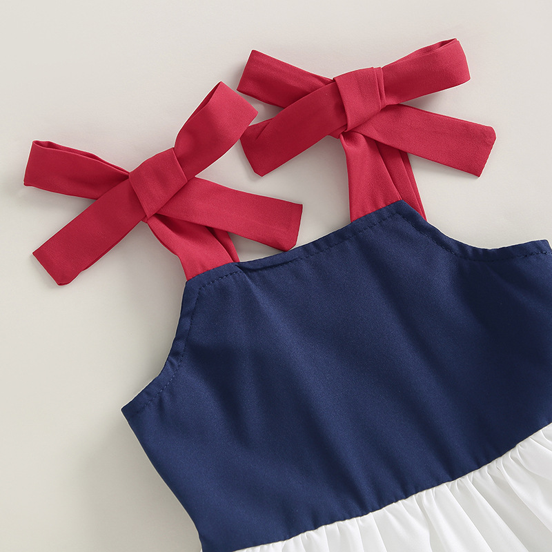 Daily Occasion Cute Color Block Cotton Girls Dresses