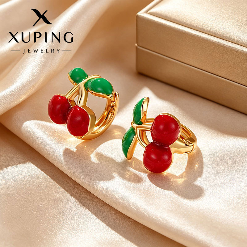 Pendientes de circonita artificial con baño de cobre Xuping en color oro de 18K para mujer, estilo europeo y americano, clips para las orejas, venta al por mayor transfronteriza de comercio exterior en stock.