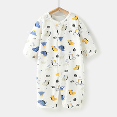 Baby one-piece summer thin set pure cotton air-conditioning sleepwear for newborn boys with long sleeves