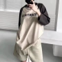 长袖男女拼接袖宽松t恤