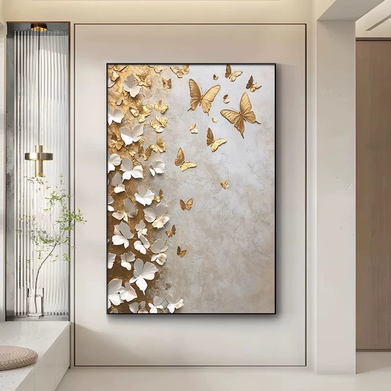 Golden wall modern and minimalistic sofa with butterfly