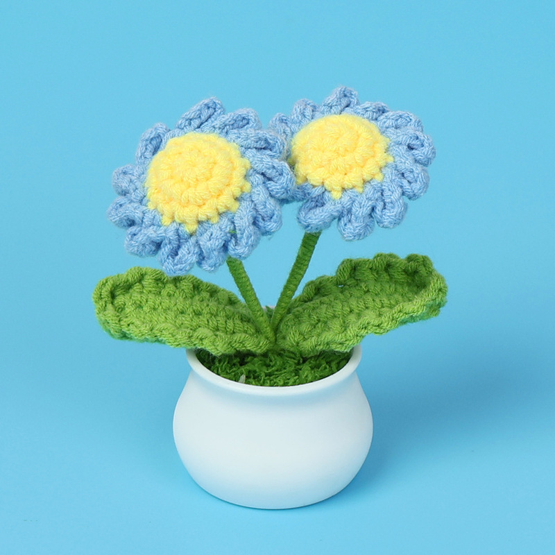 完成品クロスボーダーニットウールひまわり鉢植え造花研究デスクトップ装飾品卒業子供の日の小さなギフト|undefined