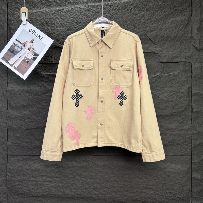 Cross-Border Ch Crochet Autumn and Winter New Pink Leather Khaki Checkerboard Couple Style Denim Shirt Jacket Drop Shipping Cross-Border Ch Crochet Autumn and Winter New Pink Leather Khaki Checkerboard Couple Style Denim Shirt Jacket Drop Shipping