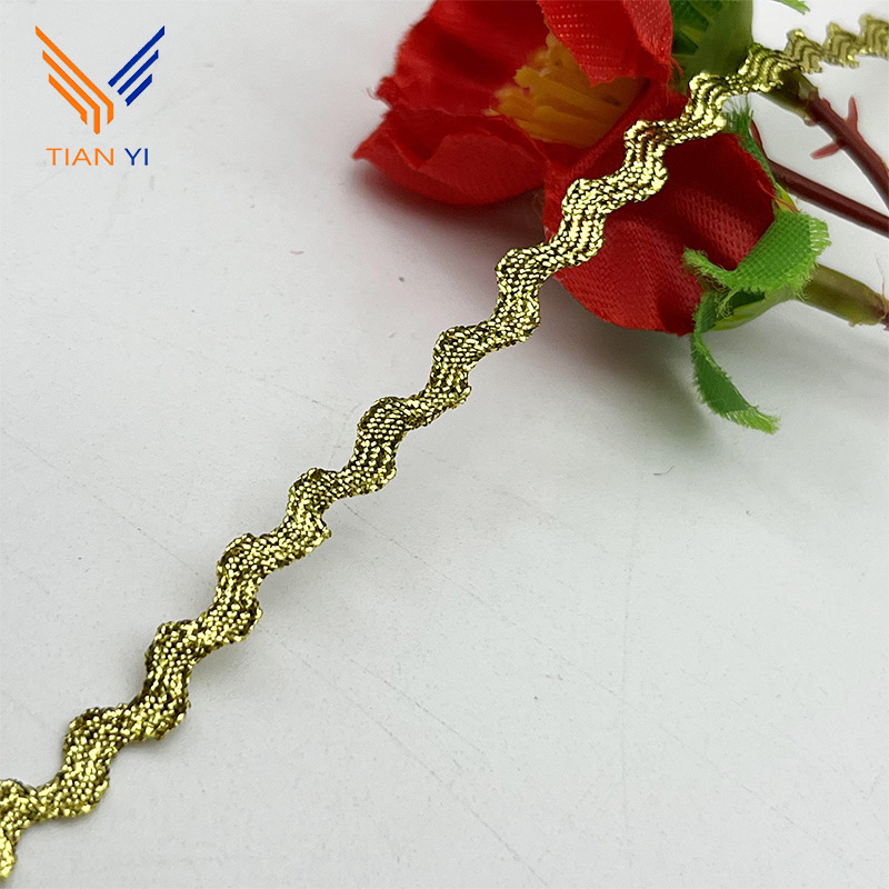 3-5mm de oro y plata onda borde curvo en forma de S cortina de la cinta de encaje ropa de los niños accesorios de la boda accesorios de vestir DIY