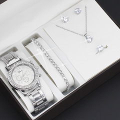 watch 5pcs/set new watch ladies fashion quartz watch + accessories set foreign trade watch wholesale