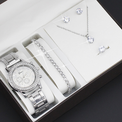 watch 5pcs/set new watch ladies fashion quartz watch + accessories set foreign trade watch wholesale