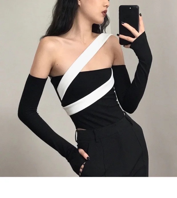 hit color belt one-piece sexy halter top NSAC62989