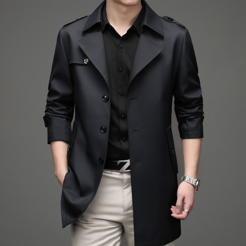 Cross-border super-largo hombre trenco de otoño moda guapo chaqueta de negocios casual ropa de primavera y otoño hombre
