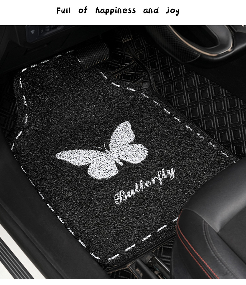 Blue Rain Car Floor Mat for Main Driver, Cute Girl Car Anti-Dirt Foot Mat, Car Carpet, Car Mat, Floor Mat, Wire Loop