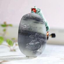 和田玉吊坠青花籽料意境山水牌挂件毛衣链男女独款