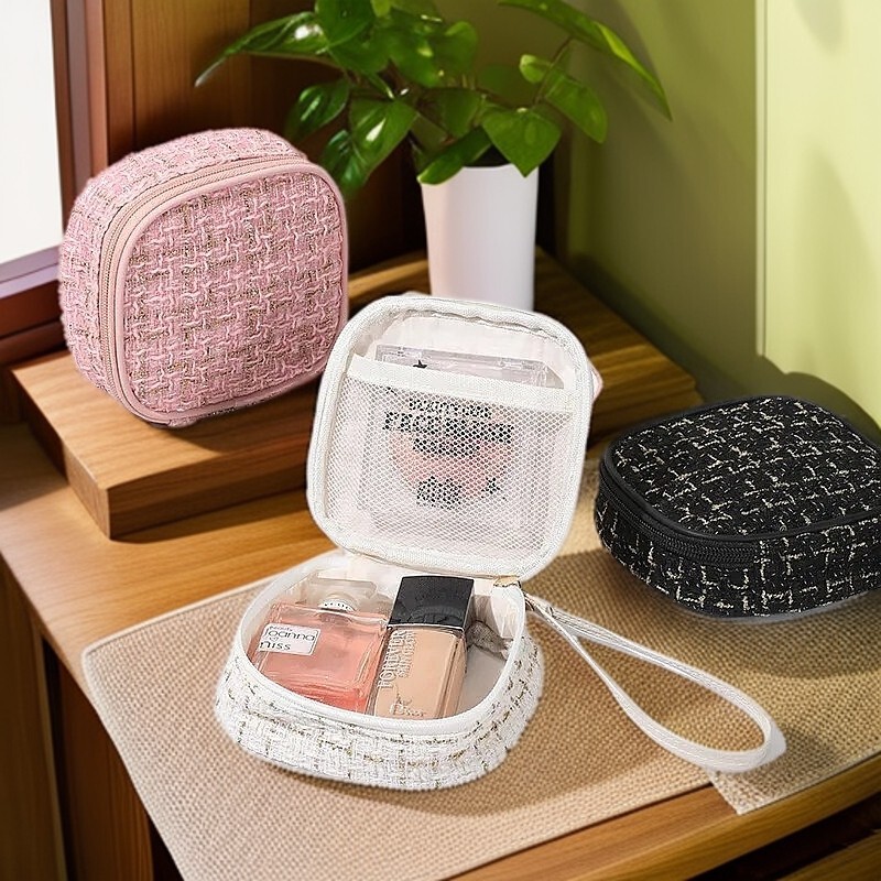 Tweed Style Small Satchel Cosmetic Bag Student Coin Purse Hanging Bag Lipstick Sanitary Napkin Aunt Napkin Tweed Style Small Satchel Cosmetic Bag Student Coin Purse Hanging Bag Lipstick Sanitary Napkin Aunt Napkin