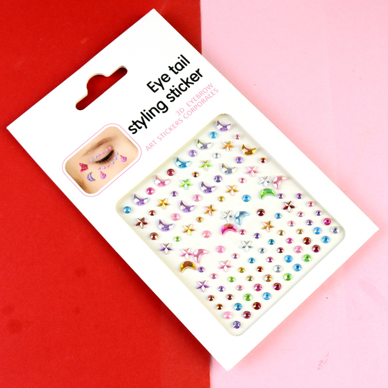 Transfronterizo AB diamantes coloridos joyas de maquillaje de ojos maquillaje facial pegatinas de diamante para niños espectáculo de escenario pegatinas faciales pegatinas de cristal perlas
