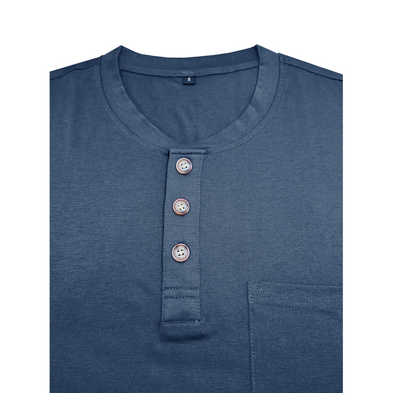 T-shirt henley uomo maniche corte top casual estivo girocollo_voghion.com