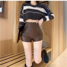 黑色三分皮短裤女秋冬韩版高腰弹力紧身性感休闲包臀跳舞外穿热裤