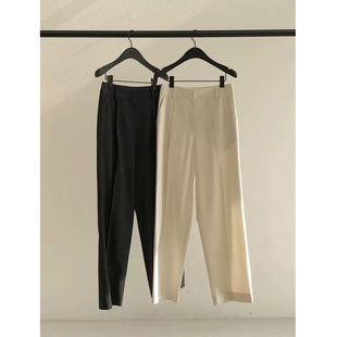 Now 2025 New Autum Korean Designer Ou*Ce Elegant Work Clothing Simple Pleated Straight Long Trousers