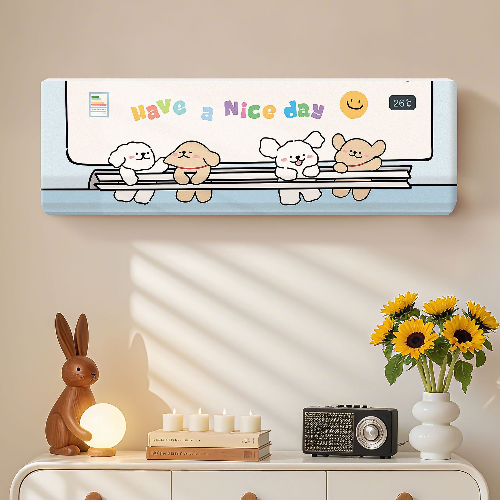 2025 nuevo aire acondicionado cubierta de polvo todo incluido tela elástica colgante cubierta de protección general de alta inducción cubierta de aire acondicionado