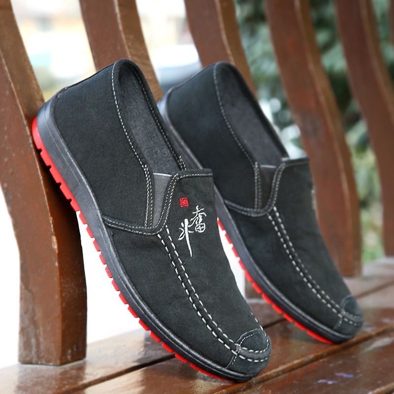 Zapatos de tela viejos de Beijing zapatos casuales transpirables de los hombres zapatos de papá primavera y otoño de fondo suave desodorante slip-on Zapatos de lona image 4