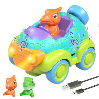 Explosiones transfronterizas luces y música para niños coche de control remoto de dos canales juguetes para niños regalos de dibujos animados dinosaurios coche de control remoto