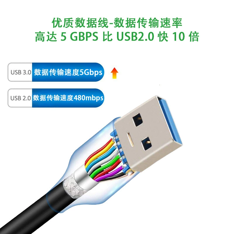 Factory direct selling USB3.0Gen1 bold line usb to Type-C 5Gbps high-speed hard disk data cable 3A